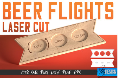 Beer Flights Laser Cut SVG | Beer Holder SVG Design | CNC Files