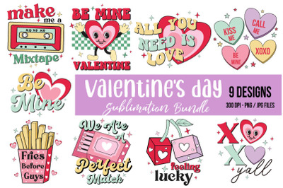Retro Valentines Day Sublimation Bundle PNG