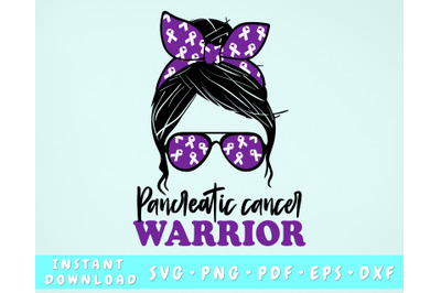 Pancreatic Cancer Warrior SVG&2C; Pancreas Cancer Messy Bun SVG