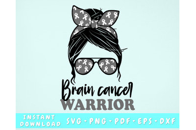 Brain Cancer Warrior SVG, Brain Cancer Messy Bun SVG, Gray Cancer SVG