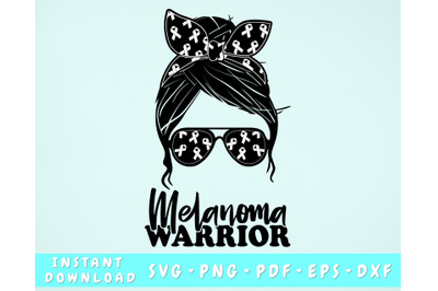 Melanoma Warrior SVG&2C; Skin Cancer Messy Bun SVG&2C; Black Cancer SVG