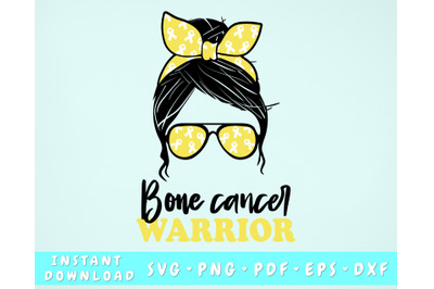 Bone Cancer Warrior SVG&2C; Bone Cancer Messy Bun SVG&2C; Yellow Cancer SVG