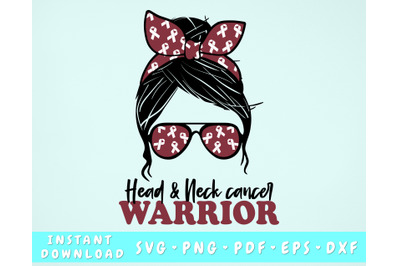 Head And Neck Cancer Warrior SVG, Head And Neck Cancer Messy Bun SVG