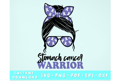 Stomach Cancer Warrior SVG&2C; Stomach Cancer Messy Bun SVG&2C; Blue Cancer