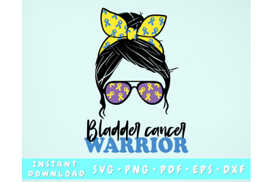 Bladder Cancer Warrior SVG&2C; Bladder Cancer Messy Bun SVG&2C; PNG