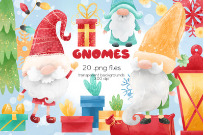 Christmas Gnome Clipart - PNG Files