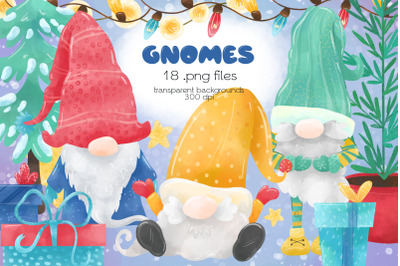 Christmas Gnome Clipart - PNG Files
