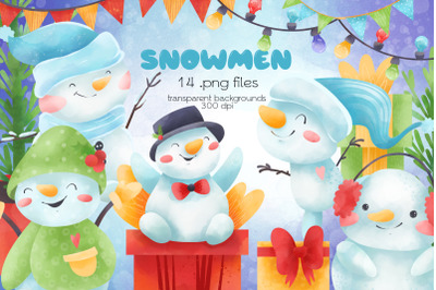 Snowmen Clipart - PNG Files