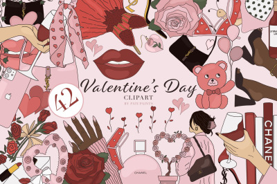 Valentine&#039;s Day Digital Clipart Set Love