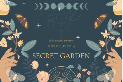 Secret garden. Night mystery.