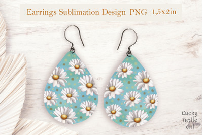 Daisies teardrop sublimation earrings design