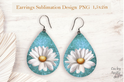Daisy teardrop sublimation earrings design