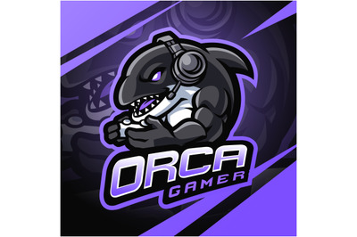 Orca gamer esport mascot logo design