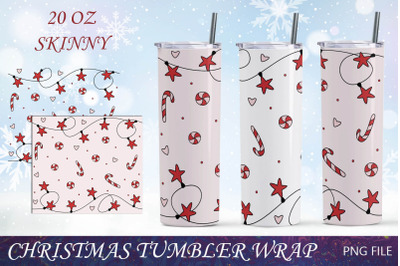 Candy cane tumbler, Christmas 20 oz skinny tumbler wrap