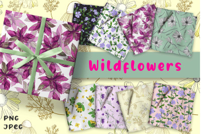 wildflowers digital paper png sublimation pattern