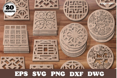 Coasters Laser Cut | Svg Bundle | Mandala