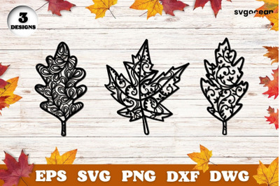 Fall Leaves Svg Bundle | Mandala | Silhouettes Cut Files