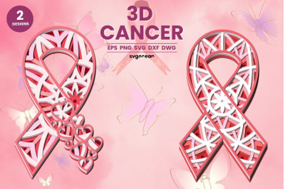 3D Cancer SVG Bundle | Layered Cut Files | Mandala