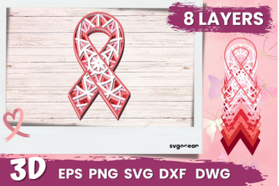 Awareness Ribbon SVG | Layered Cut Files | Mandala