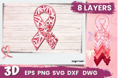 Breast Cancer Awareness SVG | Layered Cut Files | Mandala