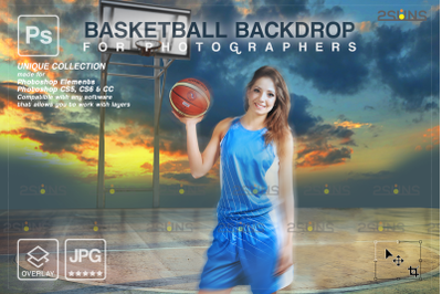 Basketball Backdrop, Sports Digital Background, Photoshop overlay