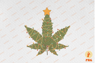 Pot Leaf Christmas Tree Happy Xmas