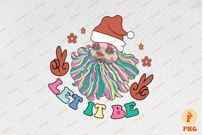 Let It Be Hippie Santa Merry Christmas