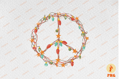 Hippie Peace Sign Christmas Lights