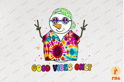 Good Vibes Only Hippie Christmas Snowman