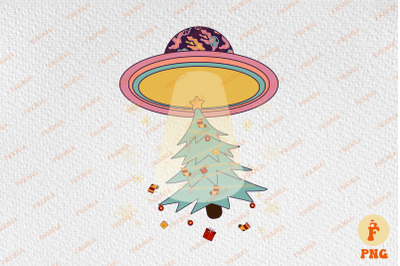 UFO Spaceship Sucking Christmas Tree