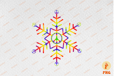 Hippie Tie Dye Snowflake Merry Christmas