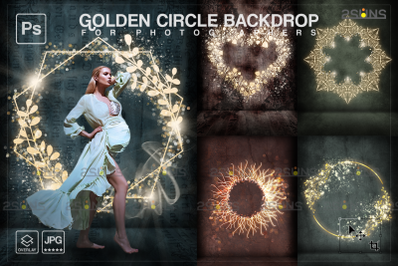 Golden lighting circle Backdrop, Background maternity ring
