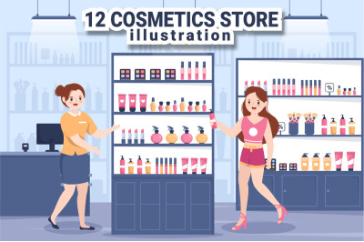 12 Cosmetics Store Illustration