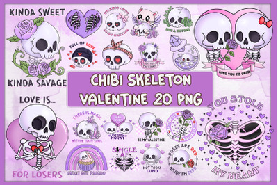 Chibi Skeleton Valentine Bundle PNG