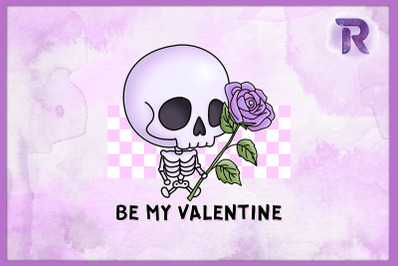 Be My Valentine Chibi Skeleton Rose