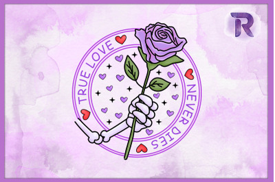 Valentines skeleton hand Rose True Love