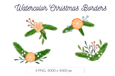 Christmas  Watercolor border PNG