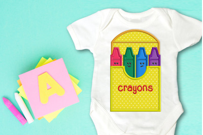 Box of Crayons | Applique Embroidery