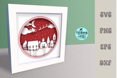 Christmas scene Shadow Box Svg&2C; paper cut svg&2C; Cardstock Svg