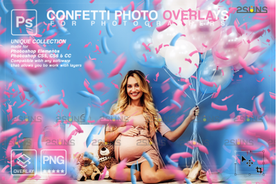 Gender reveal confetti overlay, Baby shower, Confetti gender reveal