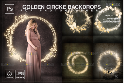 Golden lighting circle Backdrop, Background maternity ring, Portrait