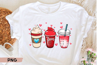 Valentine coffee lover PNG, latte iced stars coffee digital download,