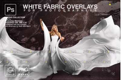 White flying fabric photoshop overlay, Flying dress overlays