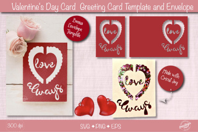 Valentine Card SVG| Heart card SVG template| Love cards| Greeting Card
