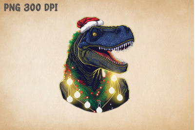 T-Rex Dinosaur In Santa Hat Christmas