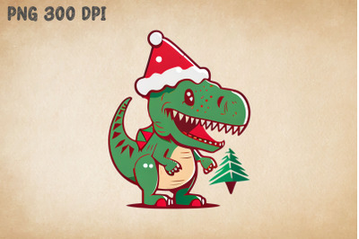 Cute Dinosaur T-Rex Happy Christmas