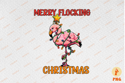 Merry Flocking Christmas Cute Flamingo