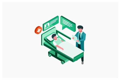 Isometric Doctor and Patient Vector Illustration