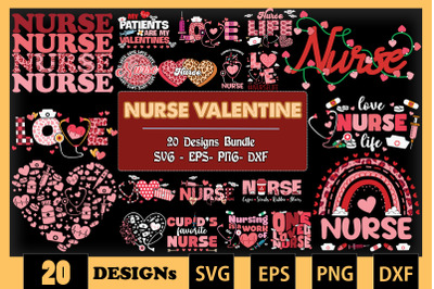 Nurse Valentine Bundle SVG 20 designs