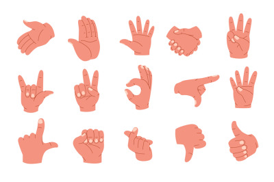 Hand gestures. Human palms and wrist showing emotions and signs, arm p